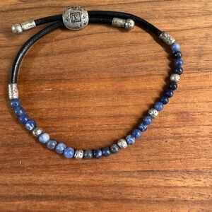 John Varvatos Blue Beaded Bracelet with Silver Accents